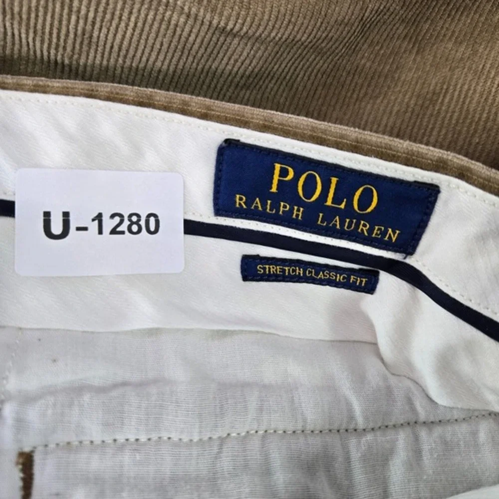 Polo Ralph Lauren Men Pants 36x28 Brown Corduroy Chino Straight‎ Stretch Classic